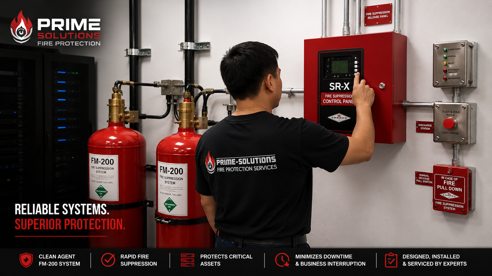 FM200 cylinder and control panel installation