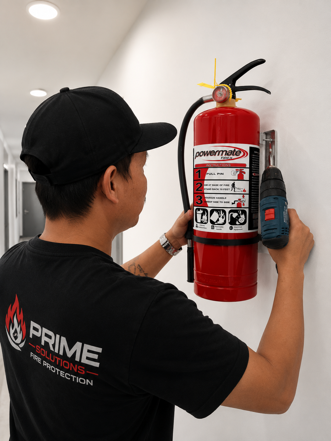 Fire extinguisher delivery and installation