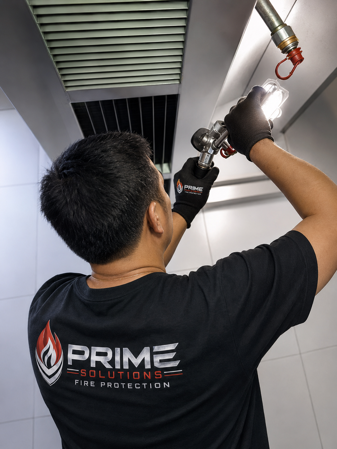 Kitchen hood suppression nozzle installation